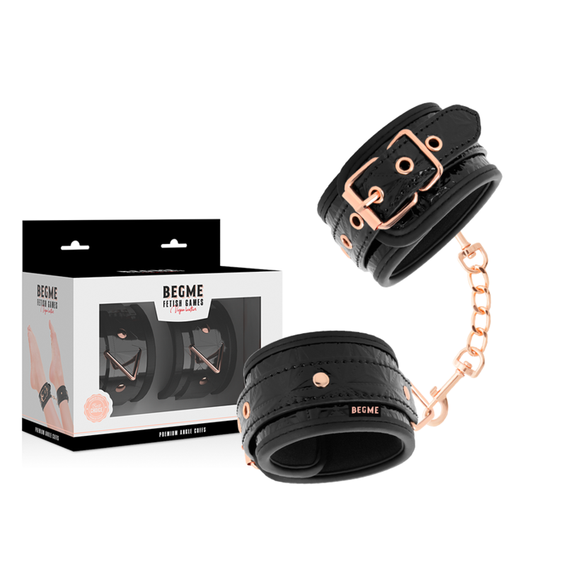BeGme Black Edition – Fußfesseln aus veganem Leder mit Neopren-Futter