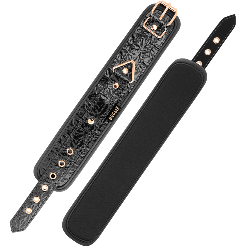 BeGme Black Edition – Fußfesseln aus veganem Leder mit Neopren-Futter