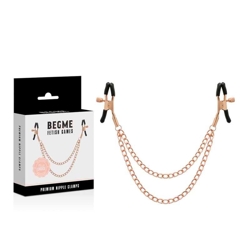 Begme Fetish Games — Black edition premium pinces à tétons avec chaîne