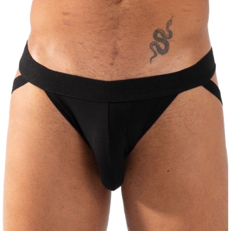 BURN 011 Double – Schwarzer Jockstrap mit geformtem Beutel
