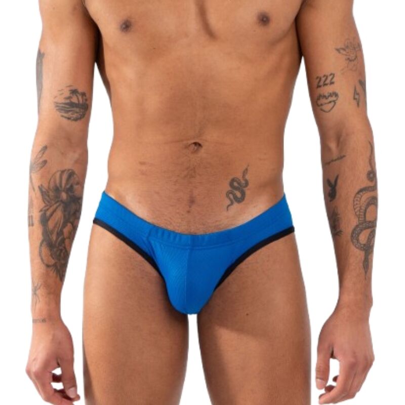 BURN 018 – Herrenslip in Blau mit schwarzen Kanten