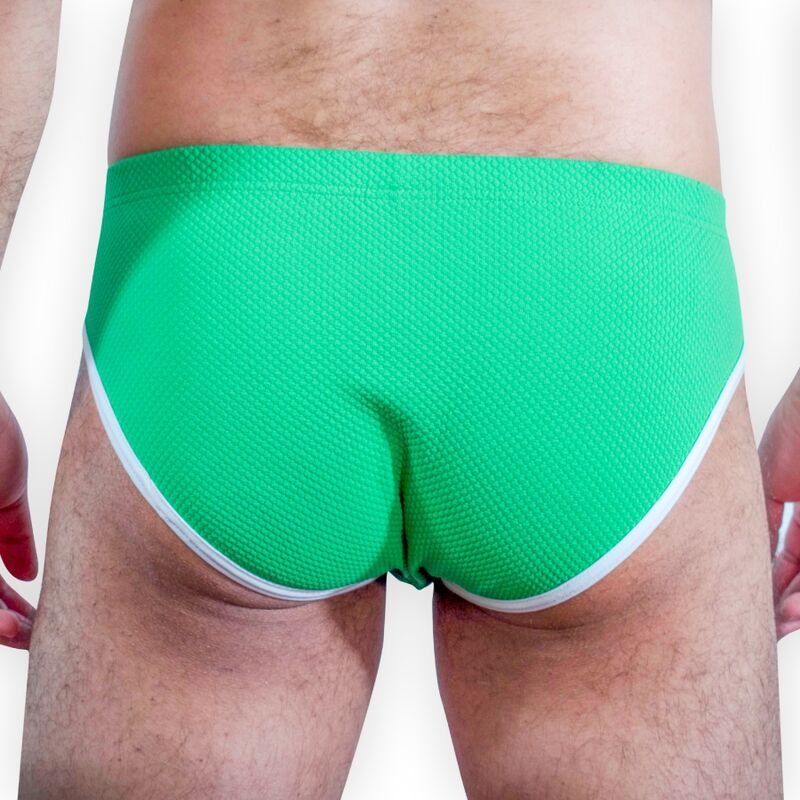 BURN 022 – Slip uomo verde con bordi bianchi