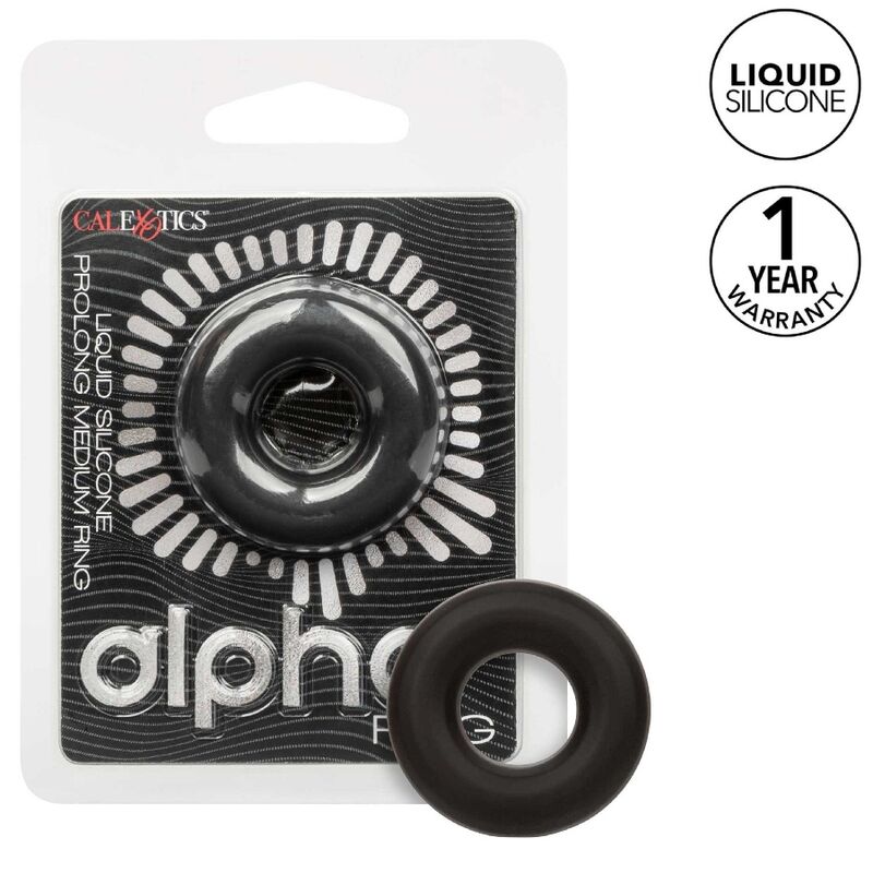 CalExotics Alpha Prolong – Penisring aus schwarzem Silikon, Medium