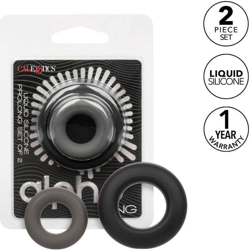 CalExotics Alpha Prolong – 2 graue Penisringe aus Silikon
