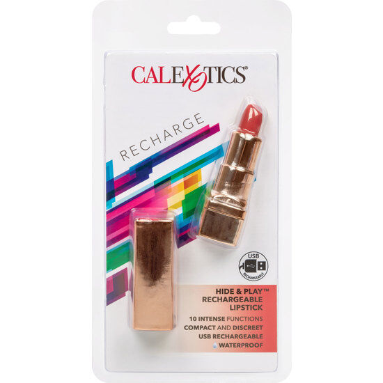 CalExotics Hide & Play – aufladbarer Minivibrator in Lippenstiftform, Rot