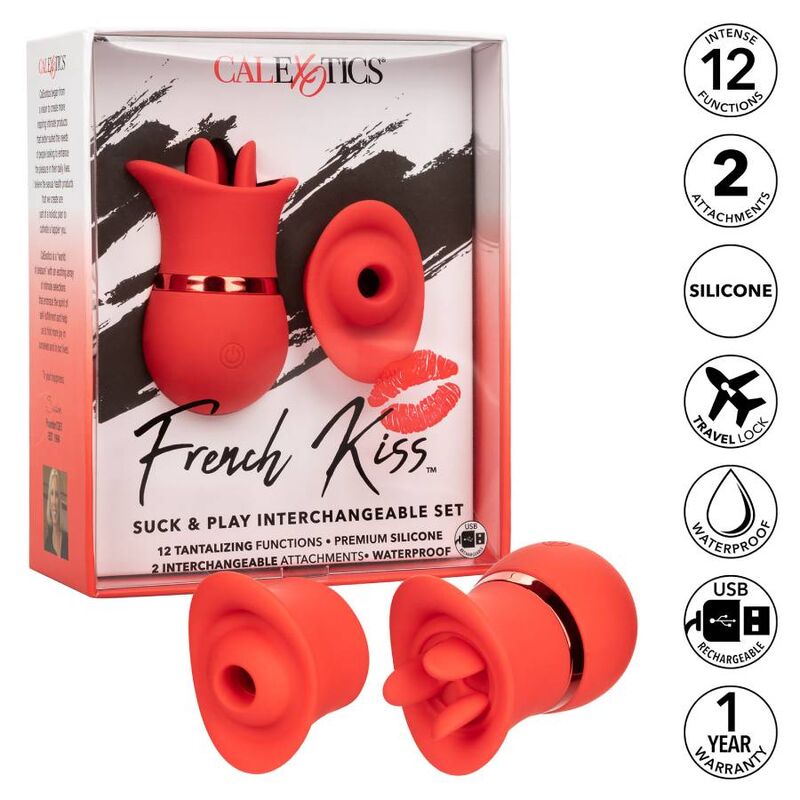 CalExotics French Kiss Suck & Play – Klitoris-Stimulator mit zwei Aufsätzen