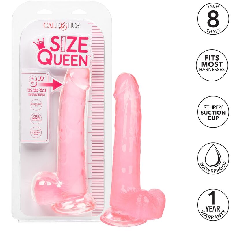 CalExotics Size Queen — Gode réaliste à ventouse — Rose — Taille 8 pouces