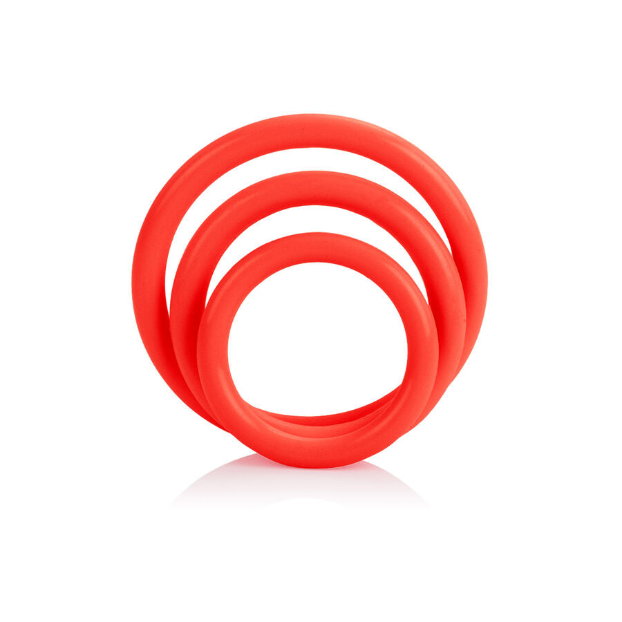 CalExotics Tri-Rings — Lot de 3 anneaux péniens — Rouge