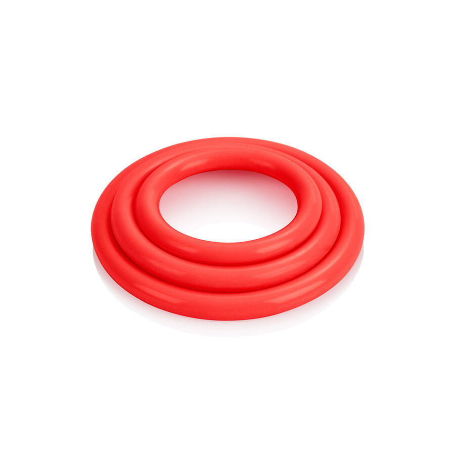 CalExotics Tri-Rings — Lot de 3 anneaux péniens — Rouge