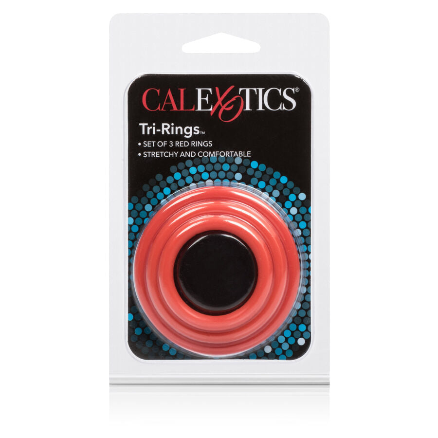 CalExotics Tri-Rings — Lot de 3 anneaux péniens — Rouge