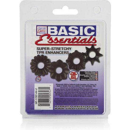 CalExotics Basic Essentials – Kit de cuatro anillos con relieve
