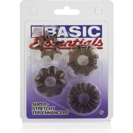 CalExotics Basic Essentials – Kit de cuatro anillos con relieve