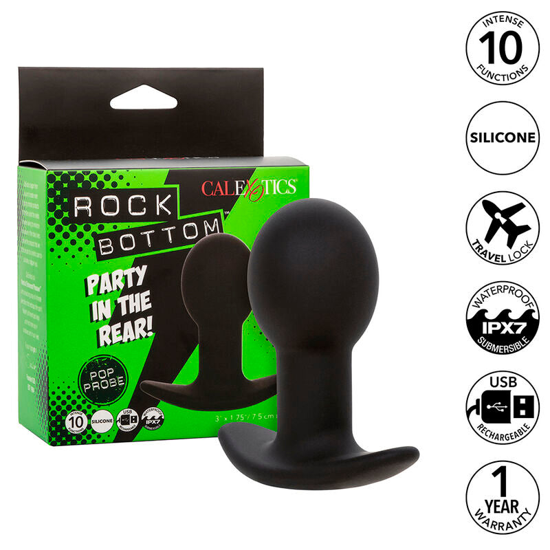 CalExotics Rock Bottom – vibrierender Analplug aus Silikon mit 10 Vibrationsfunktionen, Schwarz
