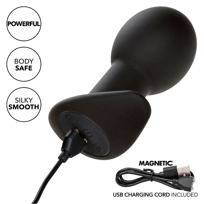 CalExotics Rock Bottom – vibrierender Analplug aus Silikon mit 10 Vibrationsfunktionen, Schwarz