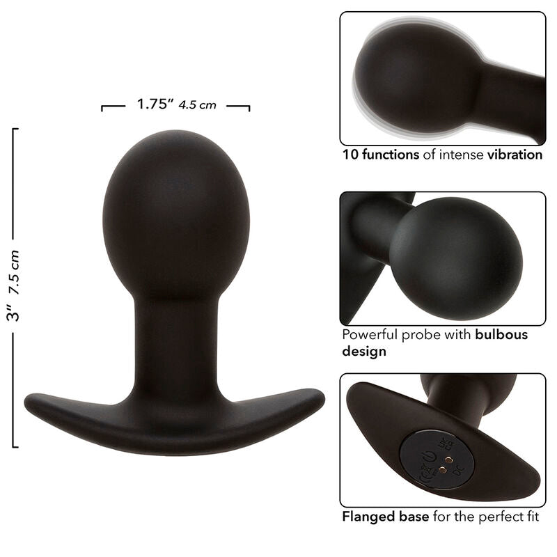 CalExotics Rock Bottom – vibrierender Analplug aus Silikon mit 10 Vibrationsfunktionen, Schwarz