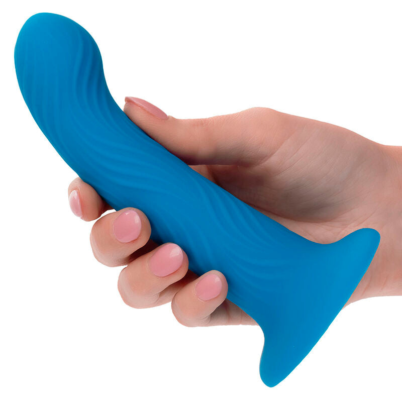 CalExotics Wave Rider Ripple in Blau – gewellter Dildo aus Silikon