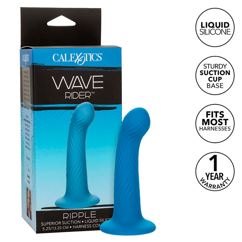 CalExotics Wave Rider Ripple in Blau – gewellter Dildo aus Silikon