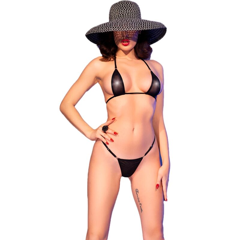 Chilirose CR4840 — Microbikini brillant — Noir