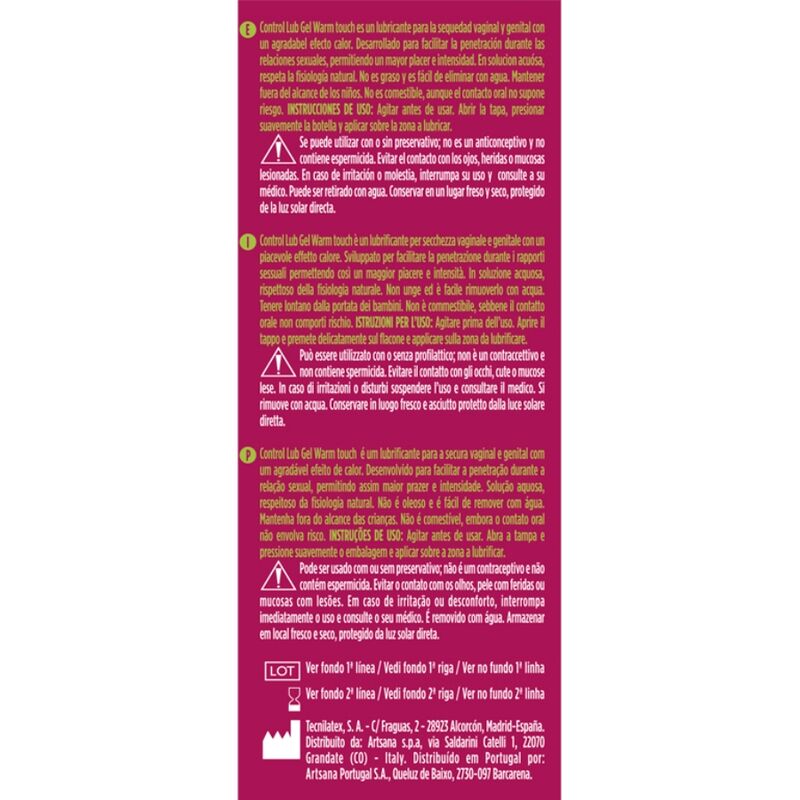 Control – Gel lubricante efecto calor, 75 ml
