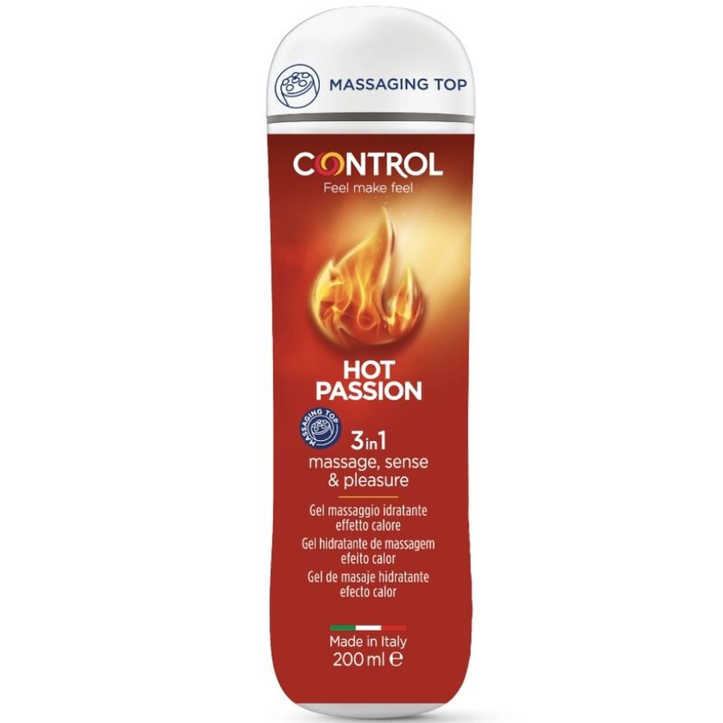Control Hot Passion, gel 3 en 1 con efecto calor, frasco de 200 ml