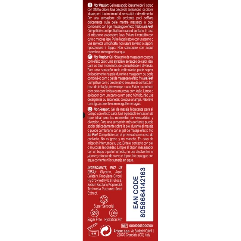 Control Hot Passion, gel 3 en 1 con efecto calor, frasco de 200 ml