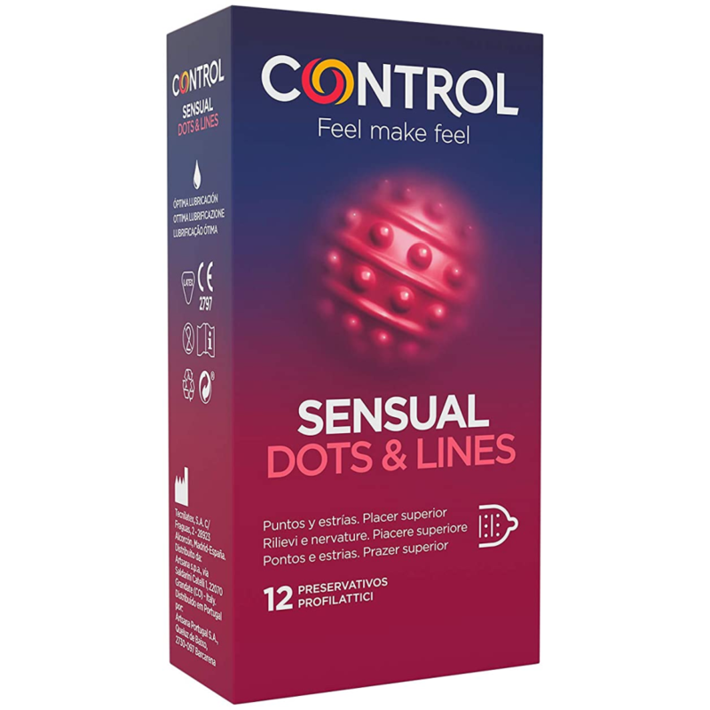 Control Sensual Dots & Lines — Préservatifs, 12 unités