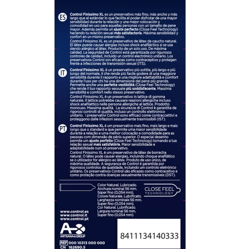 Control Finissimo XL — Préservatifs, 12 unités