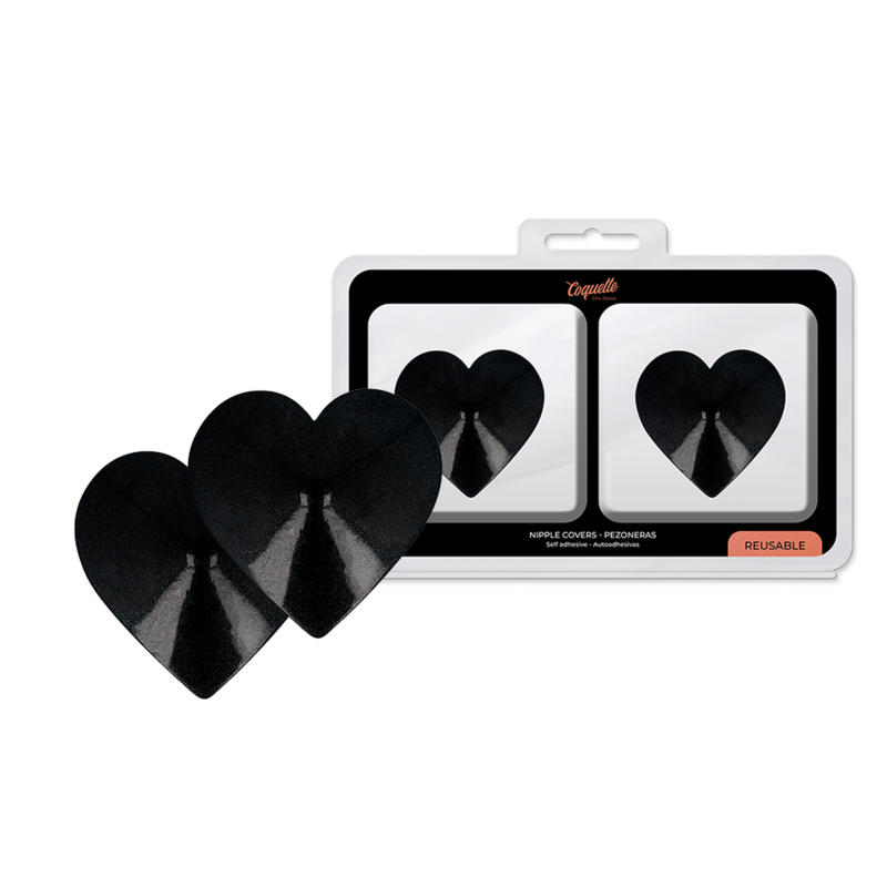 Coquette Chic Desire – Copricapezzoli a cuore neri sfaccettati
