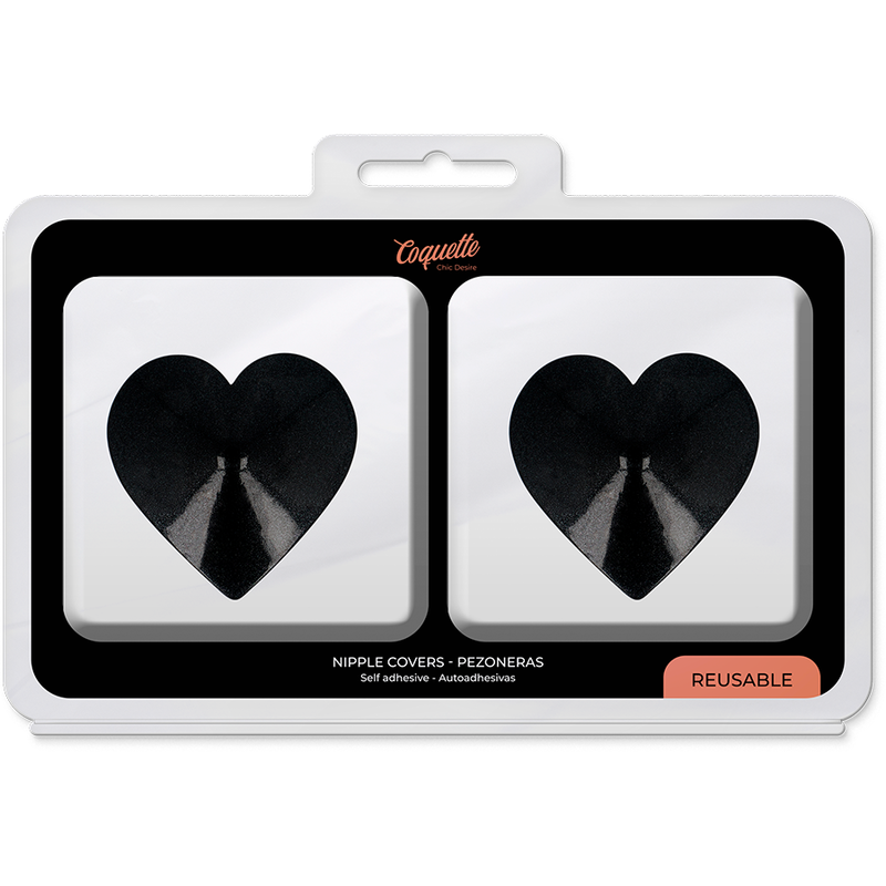 Coquette Chic Desire – Copricapezzoli a cuore neri sfaccettati