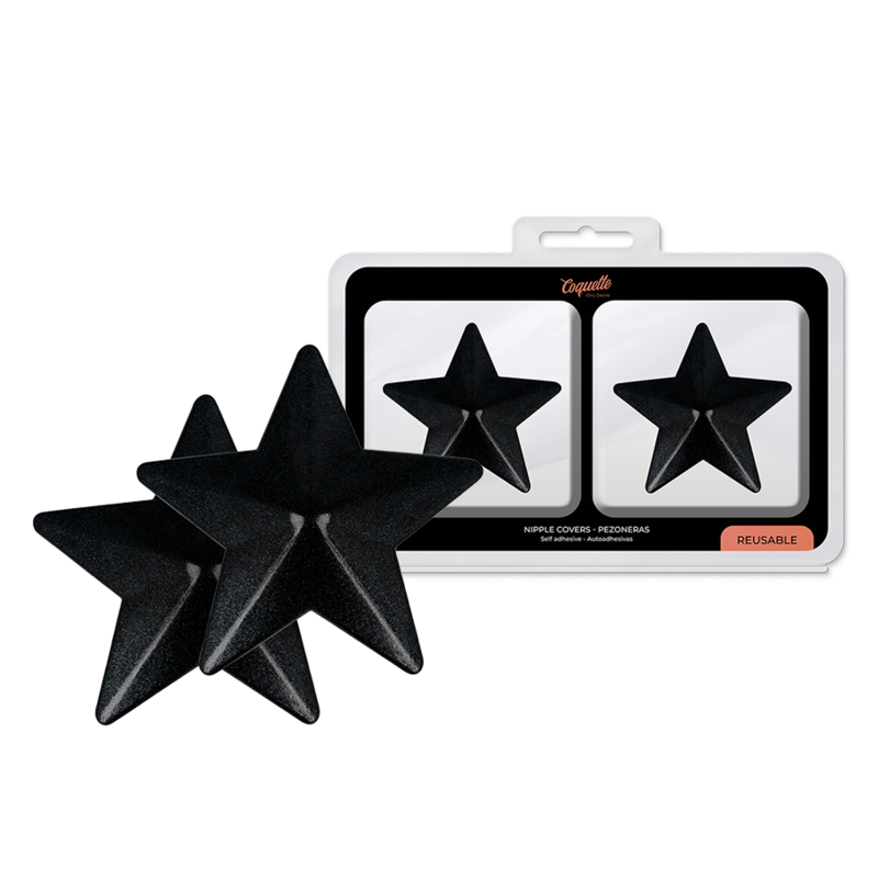 Coquette — Cache-tétons étoiles métalliques — Noir