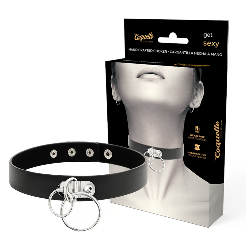 Collar gargantilla Coquette Chic Desire con doble anilla de material sintético vegano