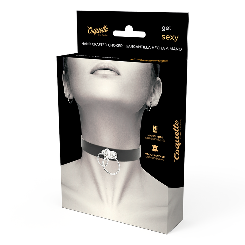 Collar gargantilla Coquette Chic Desire con doble anilla de material sintético vegano