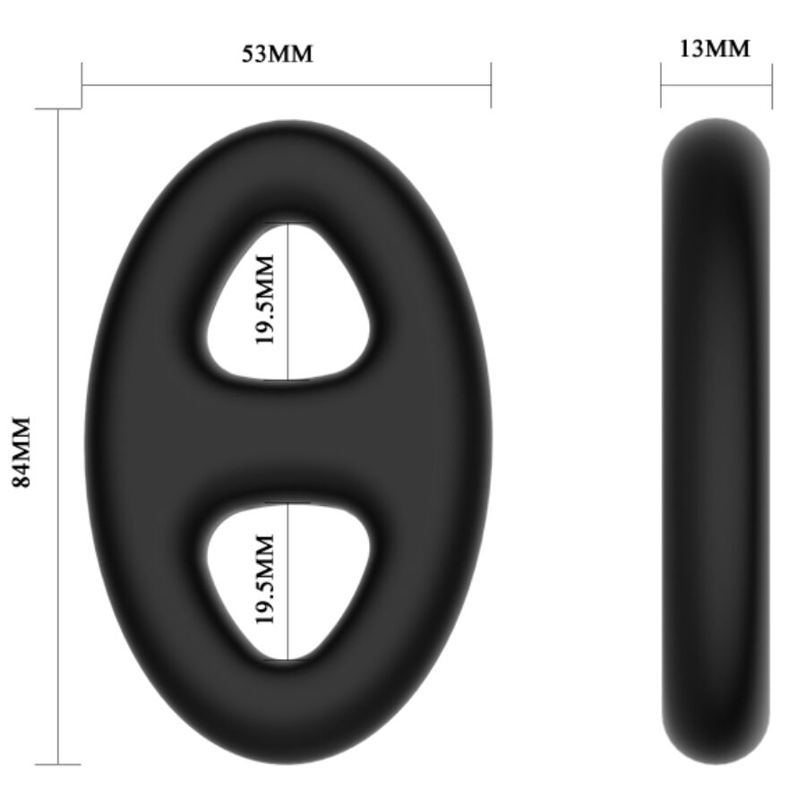 Crazy Bull Double Oval – Doppelter Penisring aus Silikon, ovale Öffnungen