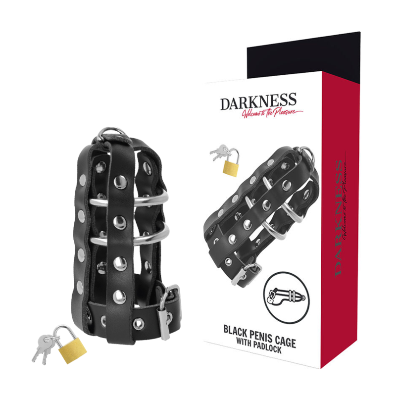 Darkness – Peniskäfig aus Kunstleder-Riemen und Metallringen
