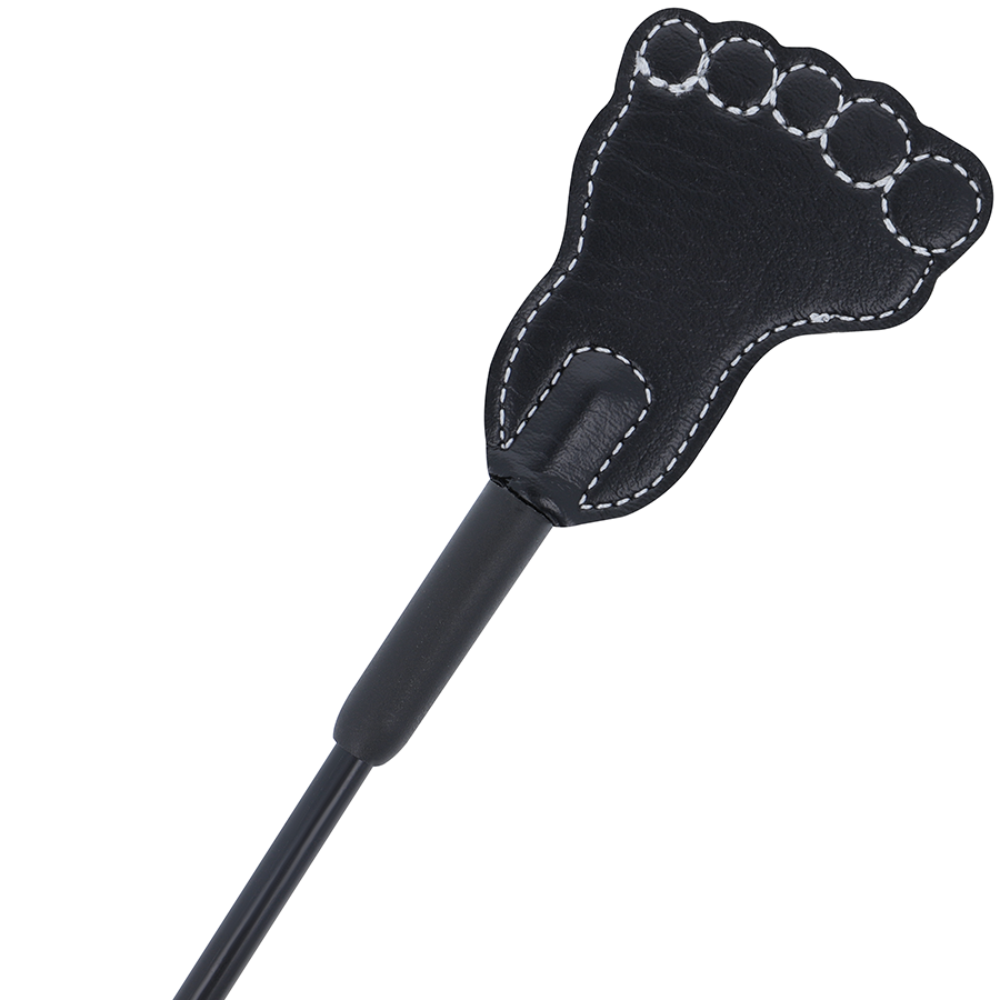 Darkness – Paddle in Fußform mit Flogger, Schwarz
