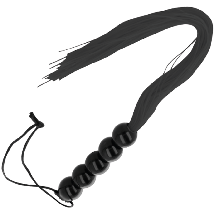 Darkness – Flogger mit Kugelgriff, Schwarz, 45 cm