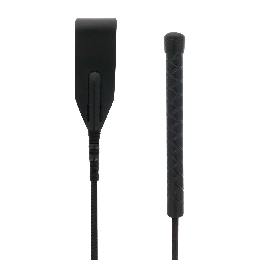 Darkness – Kurze Gerte mit gefalteter Lederklatsche, 45 cm