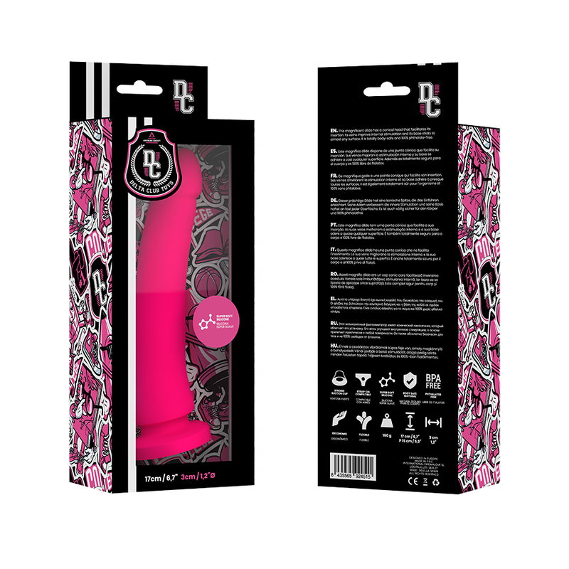 Dildo Delta Club in silicone medicale rosa, 17 cm per 3 cm di diametro
