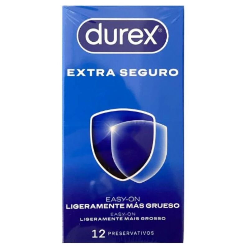 Durex Extra Seguro – Preservativi più spessi e lubrificati, 12 pezzi