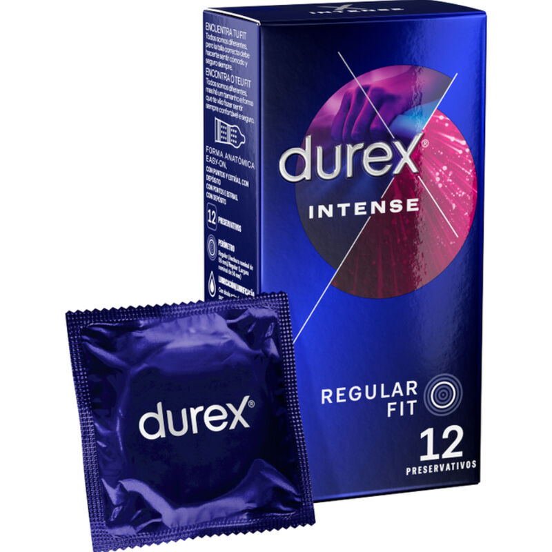 Durex Intense – Preservativi con puntini e nervature, 12 pezzi