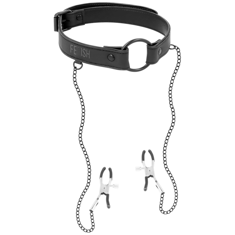 Mordaza de anilla Fetish Submissive con pinzas para pezones