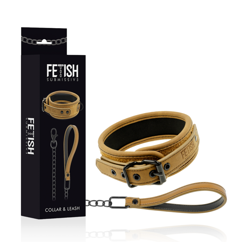 Fetish Submissive Origen – Halsband mit Kette und Neoprenfutter