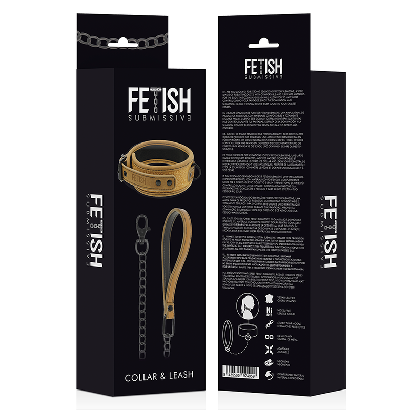 Fetish Submissive Origen, collare con catena e fodera in neoprene