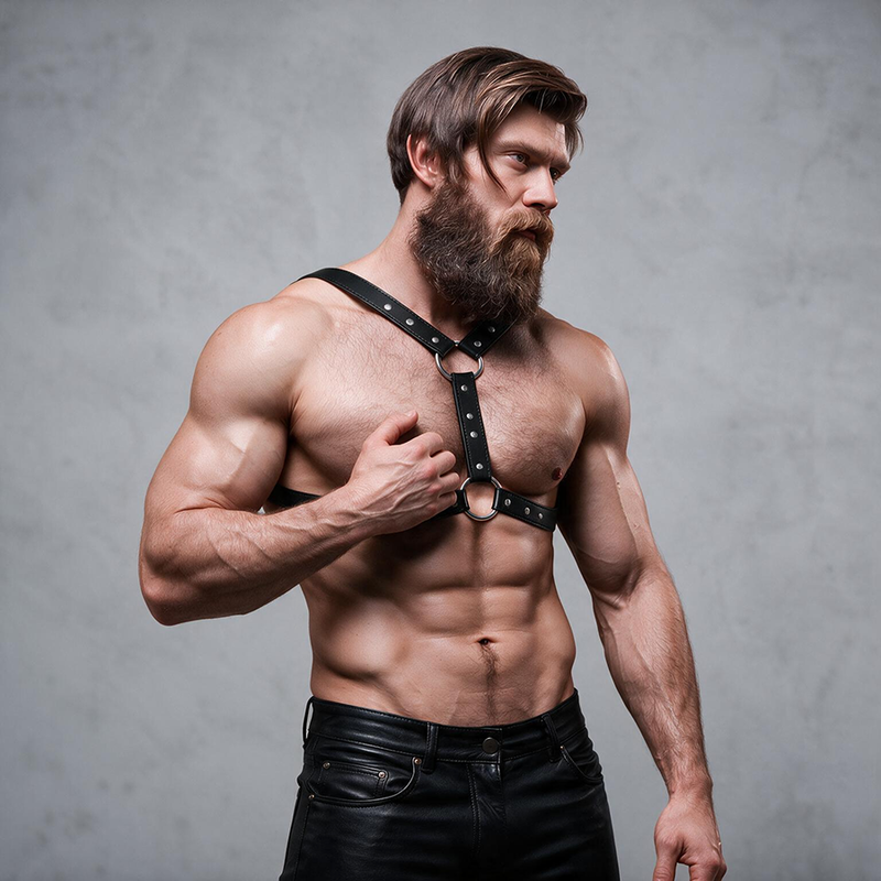 Fetish Submissive – Herren-Harness mit Halsband und Ring