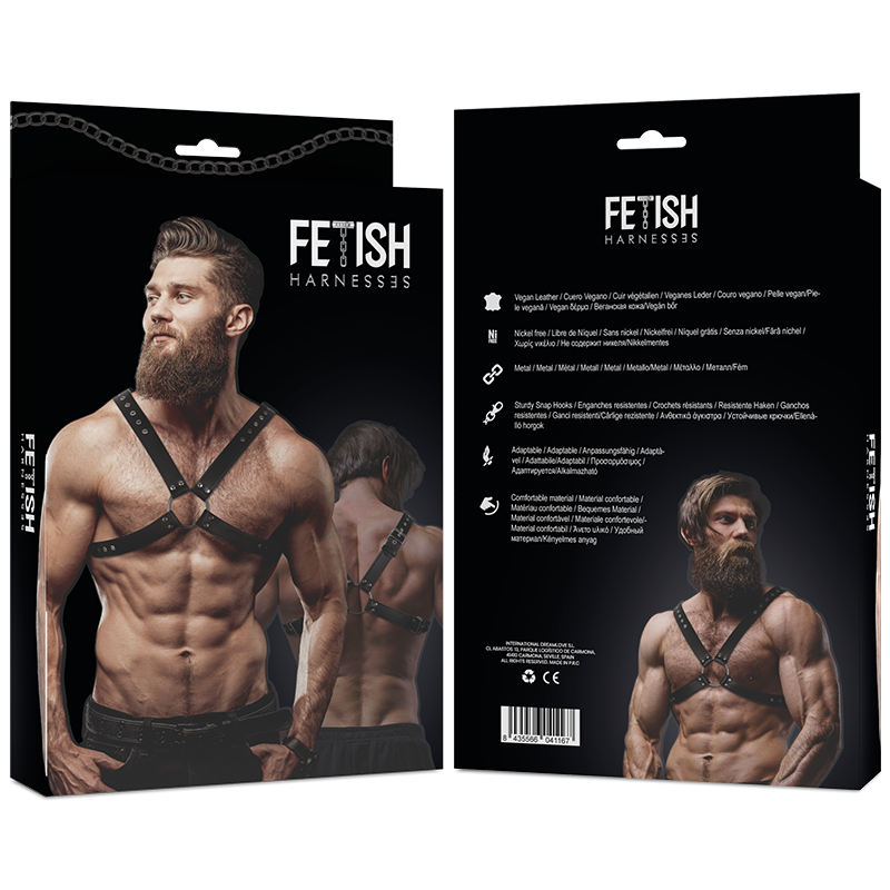 Fetish Submissive – Imbracatura a X con anello centrale, intimo uomo