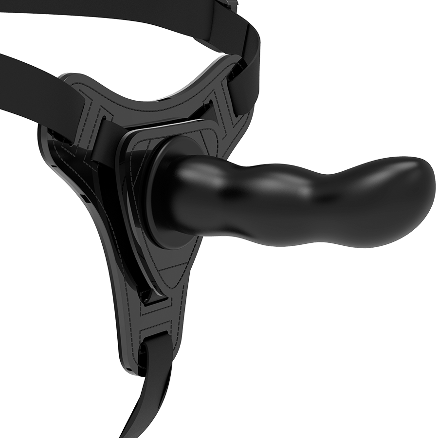 Fetish Submissive, strap-on punto G in silicone nero, 16 cm