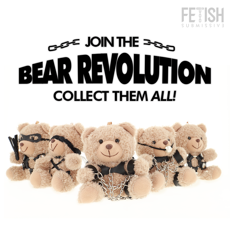 Fetish Submissive Yogi – Oso de peluche con arnés y esposas, modelo 1