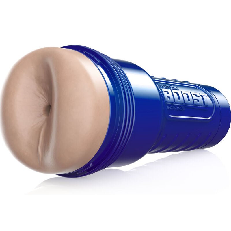 Fleshlight Boost Blast mit hautfarbener Po-Öffnung im metallicblauen Gehäuse