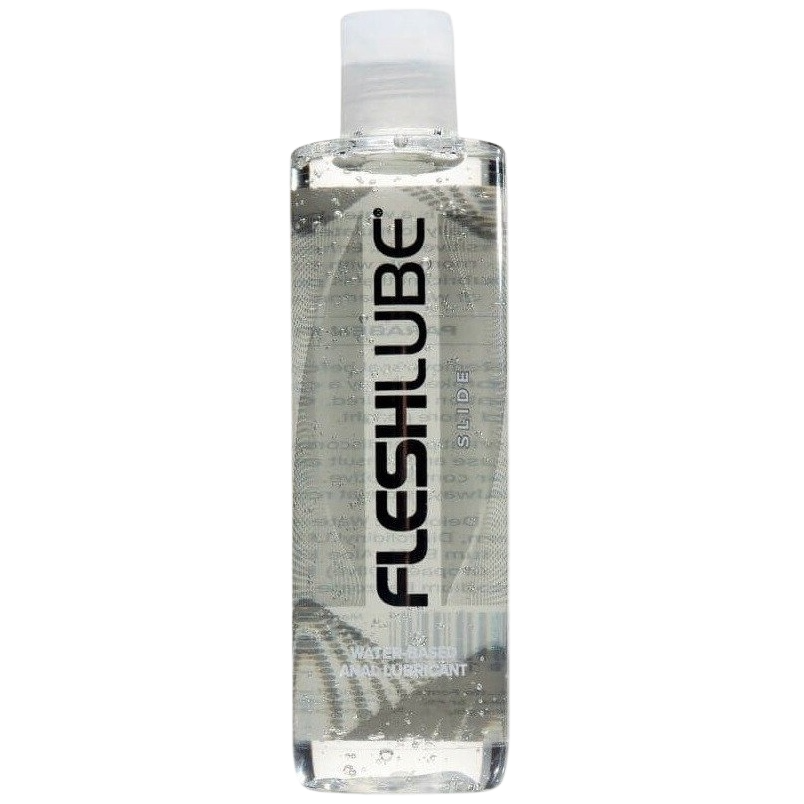 Fleshlube-Slide-Flasche, Anal-Gleitgel auf Wasserbasis, mit silbergrauem Etikett