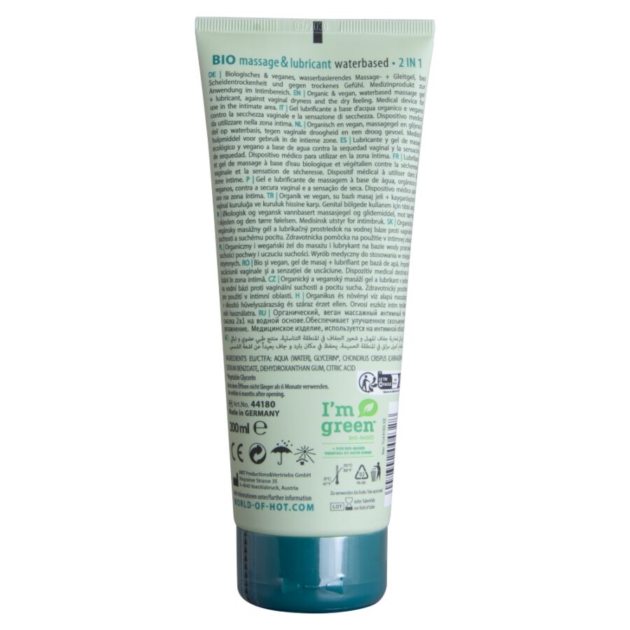 Hot — Bio massage et lubrifiant à base d'eau 2 en 1 200 ml